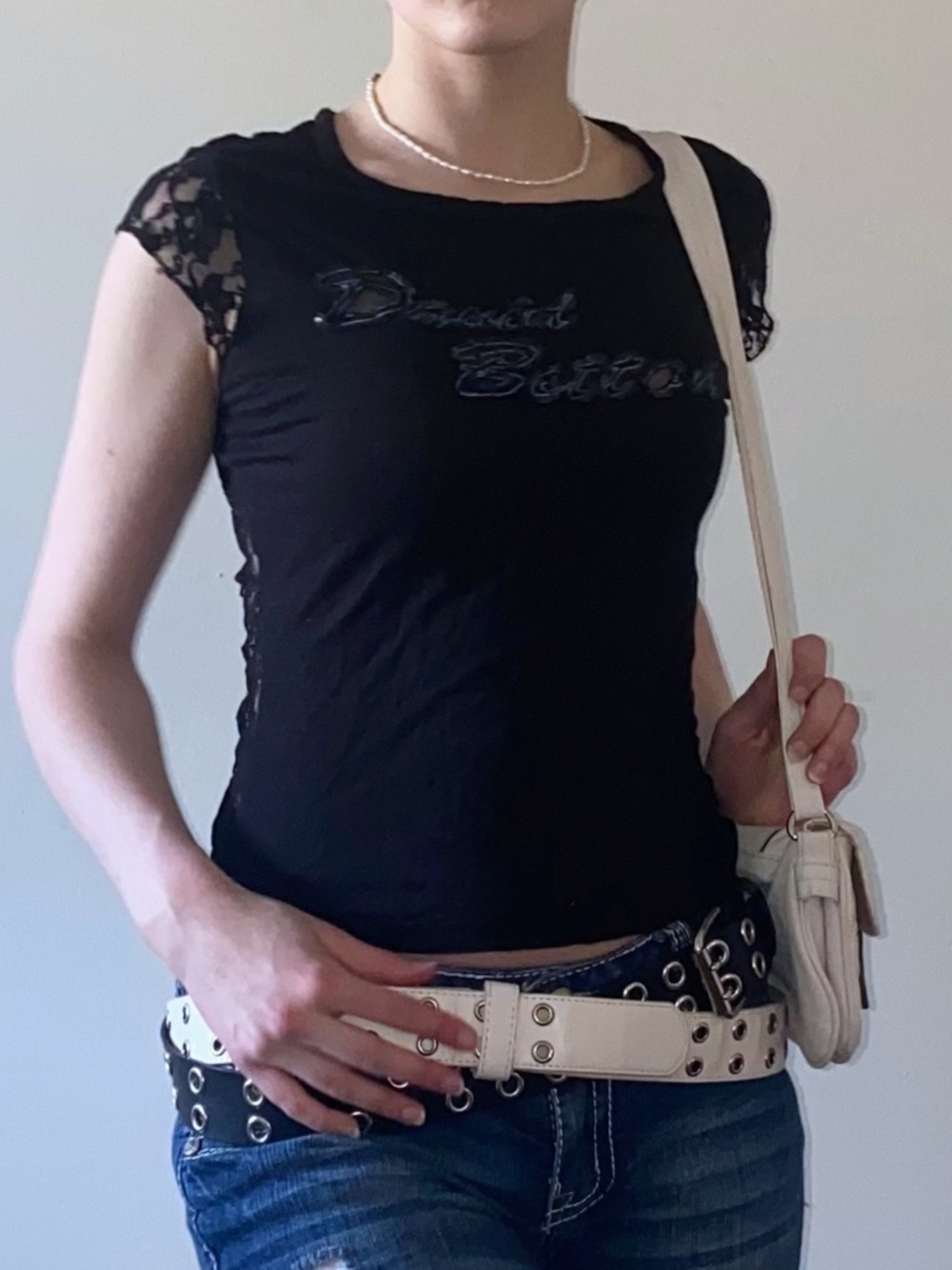 Y2K Black Top with Lace Back